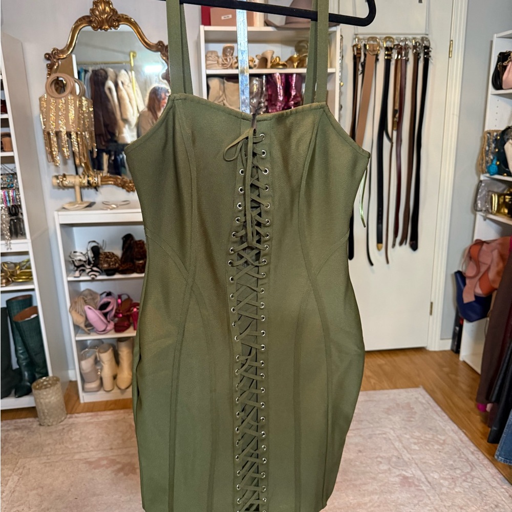 Olive Green Corset Dress